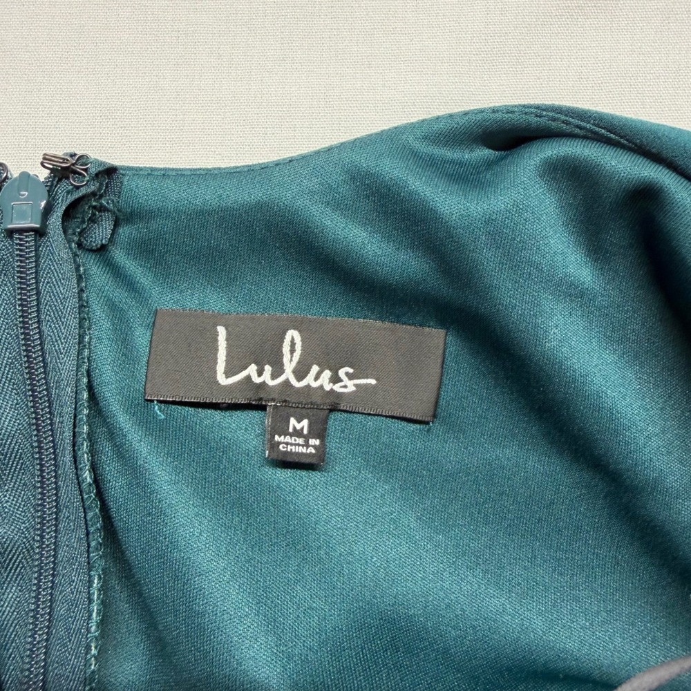 Lulus Teal Satin Maxi Dress Slip Bias Cut Mermaid Formal Wedding Guest M Prom - Picture 5 of 11